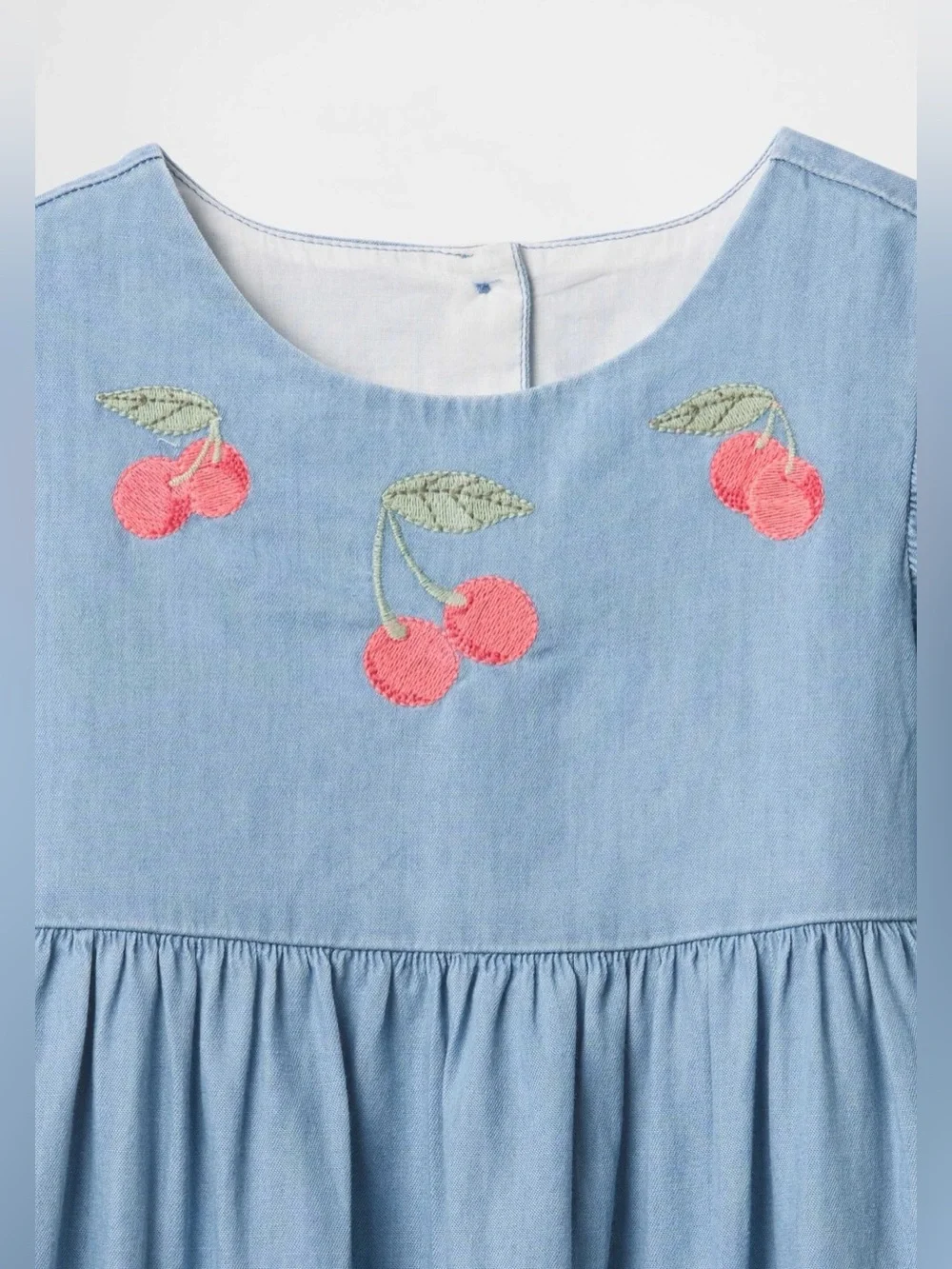 Baby GAP Flutter Sleeve Dress-  Blue Chambray Cherries